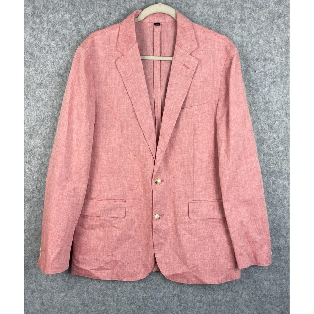 J Crew Suit Jacket Mens 40R Pink Ludlow Slim Unstructured Cotton Linen Somelos